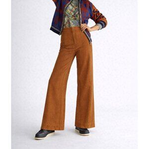 Free People Womens Star Of Wonder Striped Brown Wide-Leg Pants Medium
